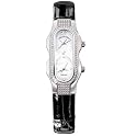 Philip Stein Teslar Womens-Mini Diamond Shiny Black Alligator Strap Watch 4DD-F-MOP-ABS