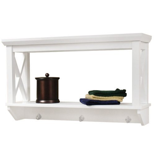 Sourcing Solutions X-Frame Bathroom Wall Shelf, White Finish