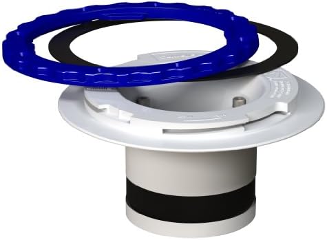 Culwell PC4 Premium Property Saving Toilet Flange with PVC Surface Seal Compression and White/Blue Ring, 4-Inch