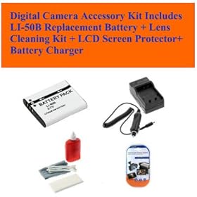 Olympus Stylus Tough 8000, 6000, 1030 Sw Digital Camera Accessory Kit Includes Li-50b Replacement Battery + Lens Cleaning Kit + LCD Screen Protector+ Battery Charger