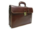 Pellevera Abetone Italian Leather Briefcase Laptop Case Brown Imported