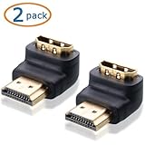 Cable Matters 2 Pack, 90 Degree HDMI Male to Female Adapter