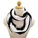 Premium Soft Knit Striped Infinity Loop Circle Scarf - Black & White