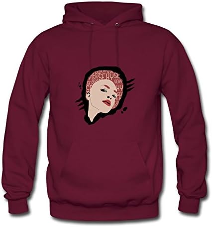 Red Head Chick Print Regular : Small Womenhoody Burgundy- Made In Good Quality.