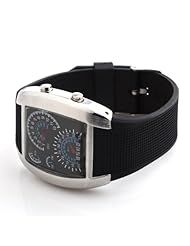 Yesurprise Silicone Rubber Band Blue Binary Dot Unisex Led Wrist Watch Black