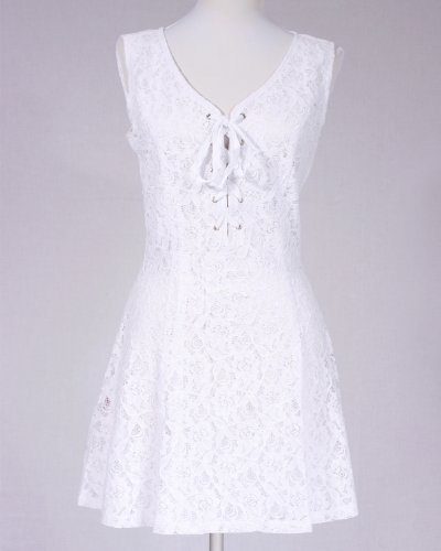 Shaper Corset Women's V neck White Lace Up Dress SC1226 (Medium)