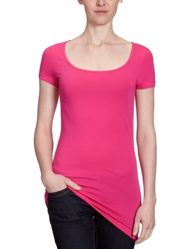 VERO MODA Damen T-Shirt, 10059321 Maxi My Long U-Neck, Gr. 36 (S), Pink (FUCHSIA PURPLE) Preisvergleich