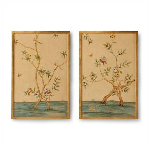 Chelsea House 381636 Chinese Panels Pair, Fretwork With Gold Finish