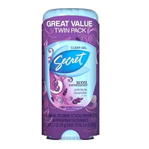 Secret Scent Expressions Clear Gel Ooh-La-La Lavender Scent Antiperspirant & Deodorant Twin Pack 5.4 Oz