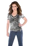 Philadelphia Flyers Women's Fade Route Crystals V-Neck T-Shirt - by Alyssa Milano