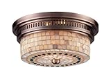 IMAGE OF Landmark 66441-2 Chadwick 2-Light Flush Mount, 5-Inch, Antique Copper and Cappa Shell