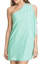 Asymmetric One Shoulder Polyester Mini Dress 