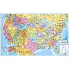 Us/World Rolled Map Combo-Laminated