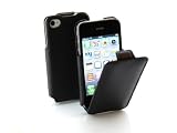 StilGut SlimCase exklusive Tasche für Apple iPhone 4/ 4s Smartphone aufklappbar in schwarz