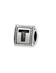 Triangle Block, Letter T Charm in Silver For 3mm Charm Bracelets