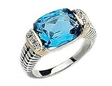 Blue Topaz and Diamond Cable Ring 6.37 Carat (ctw) in Sterling Silver