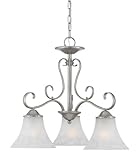 Quoizel DH5103AN Duchess 3-Light Chandelier with Grey Marble Glass, Antique Nickel