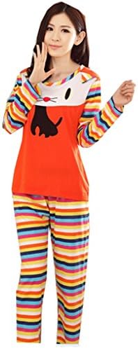 KM Womens/Ladies Nightwear/Sleepwear Cotton Long Sleeve Pyjama Suit Set Cute Cat (L)