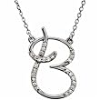 14k White Gold Curvy Initial B Diamond Necklace