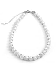 MMA Silver - 14 inch+3 inchExtension Cultured Freshwater Pearl Choker Necklace