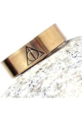 Deathly Hallows Brass Ring - Harry Potter Inspired Ring, Hand Stamped, a Foxwise Original