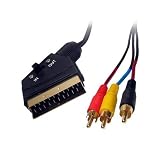 Scart To Triple RCA Cable - 1.5 metre, Gold Plated, Input / Output Switch, RCA Phono Plugs