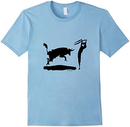 Men's Bull fight III paint by Pablo Picasso T-shirt Large Baby Blue