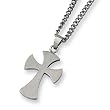 Brushed Stainless Steel Cross Necklace on 22 Inch Chain