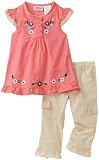 Young Hearts Toddler Girls Floral Ruffle Top With Cargo Pant Set