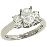 3 stone Oval Diamond Engagement Ring .82cttw (cz ctr)
