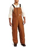 Carhartt Mens Zip Front Bib Zip To Hip, Brown, 44x30