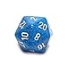 Jumbo d20 Counter - Speckled 34mm Dice: Water with White