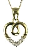 Image of 9ct Yellow Gold Ladies Diamond Set Heart Pendant 18