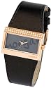 Morgan Ladies Metallic Leather Watch With Stone Set Gold Coloured Case