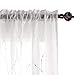 Deconovo Rod Pocket White Sheer Curtains 63 Dots Printed Curtains Linen Look Volie Sheer Window Curtain for Bedroom 52W x 63L Silver 2 Panels