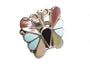 Sterling Silver Butterfly Ring Sz 8 Rare Native American Handcrafted with Multiple Stones of Mother of Pearl, Turquoise, and Onyx
