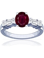 Platinum Oval Cut Ruby Ring With Sidestones