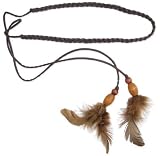 Brown Braided Leather Feather Dangle Headband