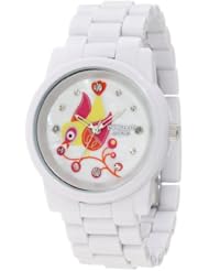 Sprout Womens ST/5046MPWT Diamond Dial Bird Theme White Corn Resin Bracelet Bio-Degradable Watch