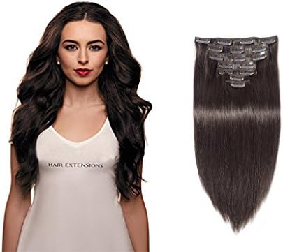 14inch Top Quality 10pcs 100g Clip in Remy Human Hair Extensions Straight 2# for Women's Beauty Hairsalon in Fashion