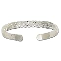 B241--Silver Hawaiian Hand-carved 6mm Cuff Bangle