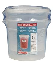Cambro Set of 2 Round Food Storage Containers with Lids, 6 Quart