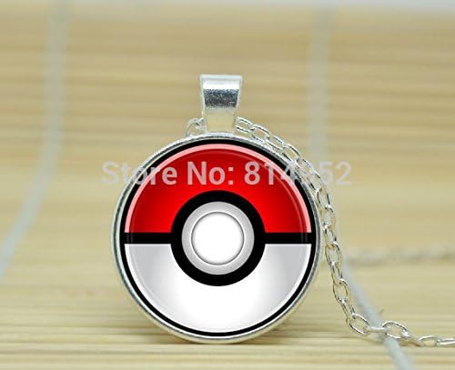 VintaStore Art Glass Necklace Pokemon Pokeball Necklace Jewelry A3148