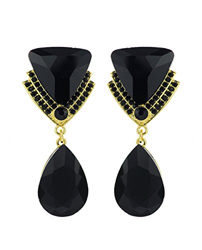 Triangular & Teardrop Gemstone Fashion Clip On Dangling Earrings