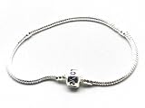 20cm Silver plated Charm Bracelet for Pandora style beads and charms. Will fit Troll and all 5mm beads and charms. We sell Murano Glass beads, Dangle Charms, Clip stops, Rhinestones,Enamels,dangles in singles and Bulk packs. Check Nambeads