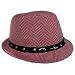 41LgmoGD6pL. AA75  FUCHSIA WHITE STUDS STINGY BRIM FEDORA HAT PATENT TRIM