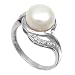 Sterling Silver Ring - Mother of Pearl and Clear CZ - Prong Set - 15 mm x 2 mm, Sizes 5-9