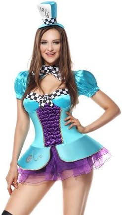 Dumatus Women's Sexy Totally Mad Alice in Wonderland Plus Size Costume Blue Large/X-Large