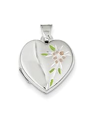 Sterling Silver 15mm Floral Heart Locket. Metal Wt- 0.87g