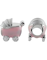 Storywheel® Pink Enamel Baby Carriage Bead / Charm